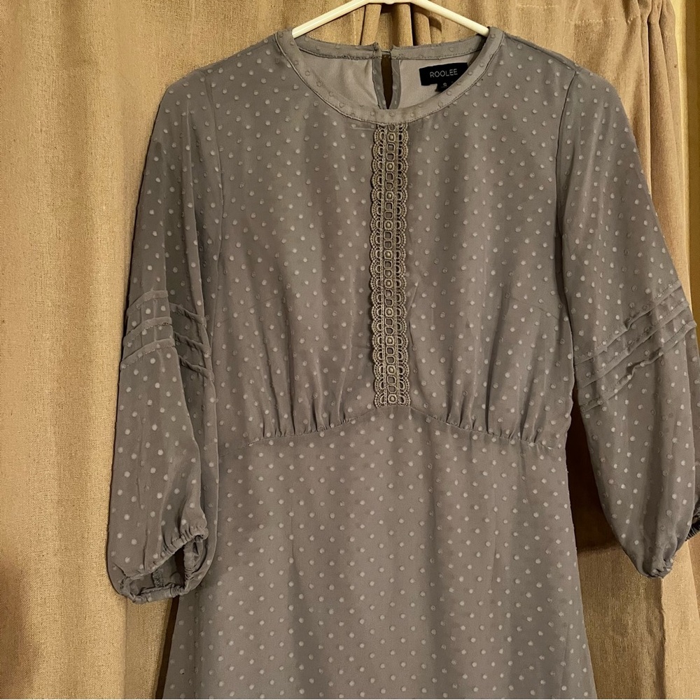 Roolee Dusty Blue Dotted Swiss Dress